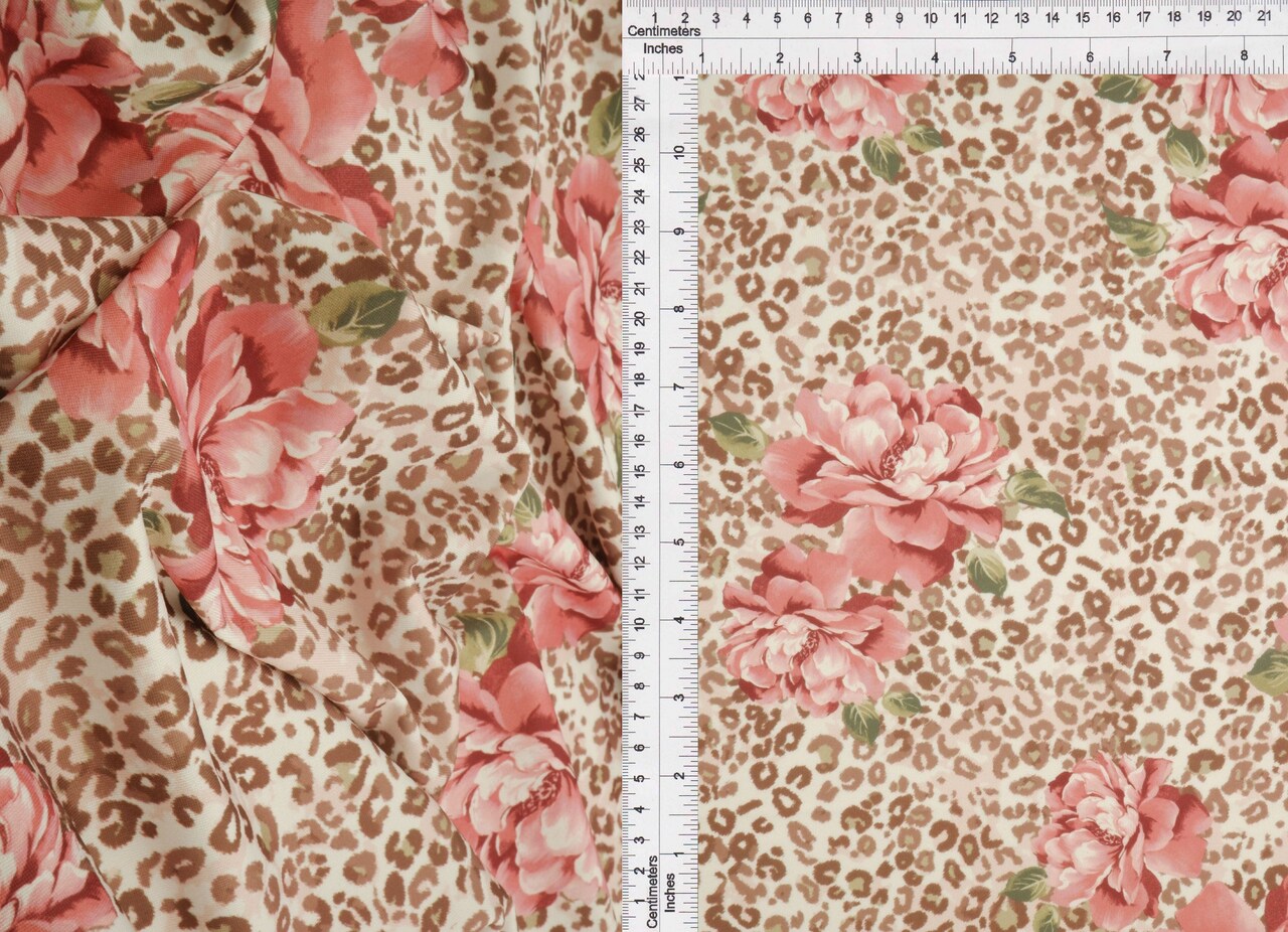 1 Yard Digital Animal Floral Print DTY Knit Fabric 58/60" Wide